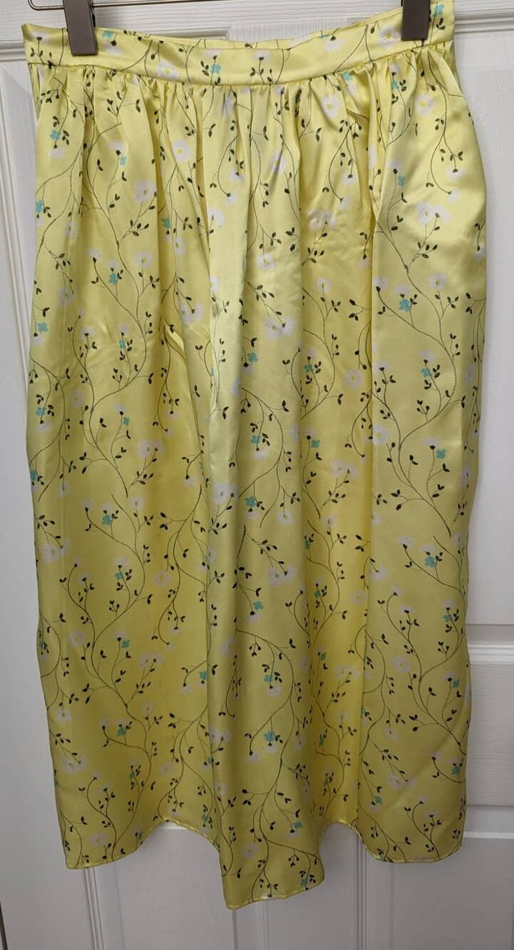 Naya Rea Size 10 Skirt Angelica Silk Midi Yellow Floral Pattern Coquette Girlie